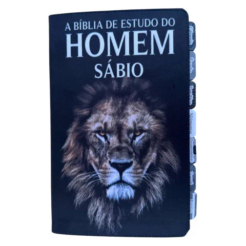Bíblia de Estudos do Homem Sábio Leão Perfil com Abas adesivas