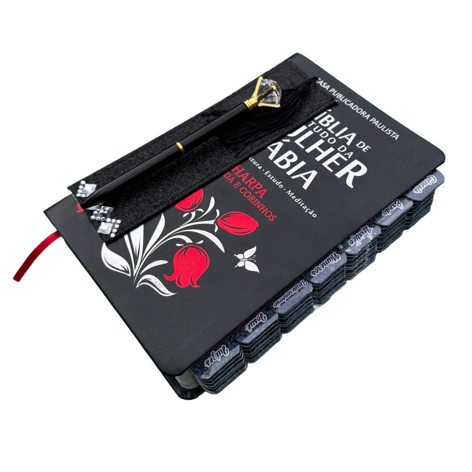 Bíblia Glitter Rosa 100% Mulher Sábia de Estudos Escolhida por Deus Full Color e Indice