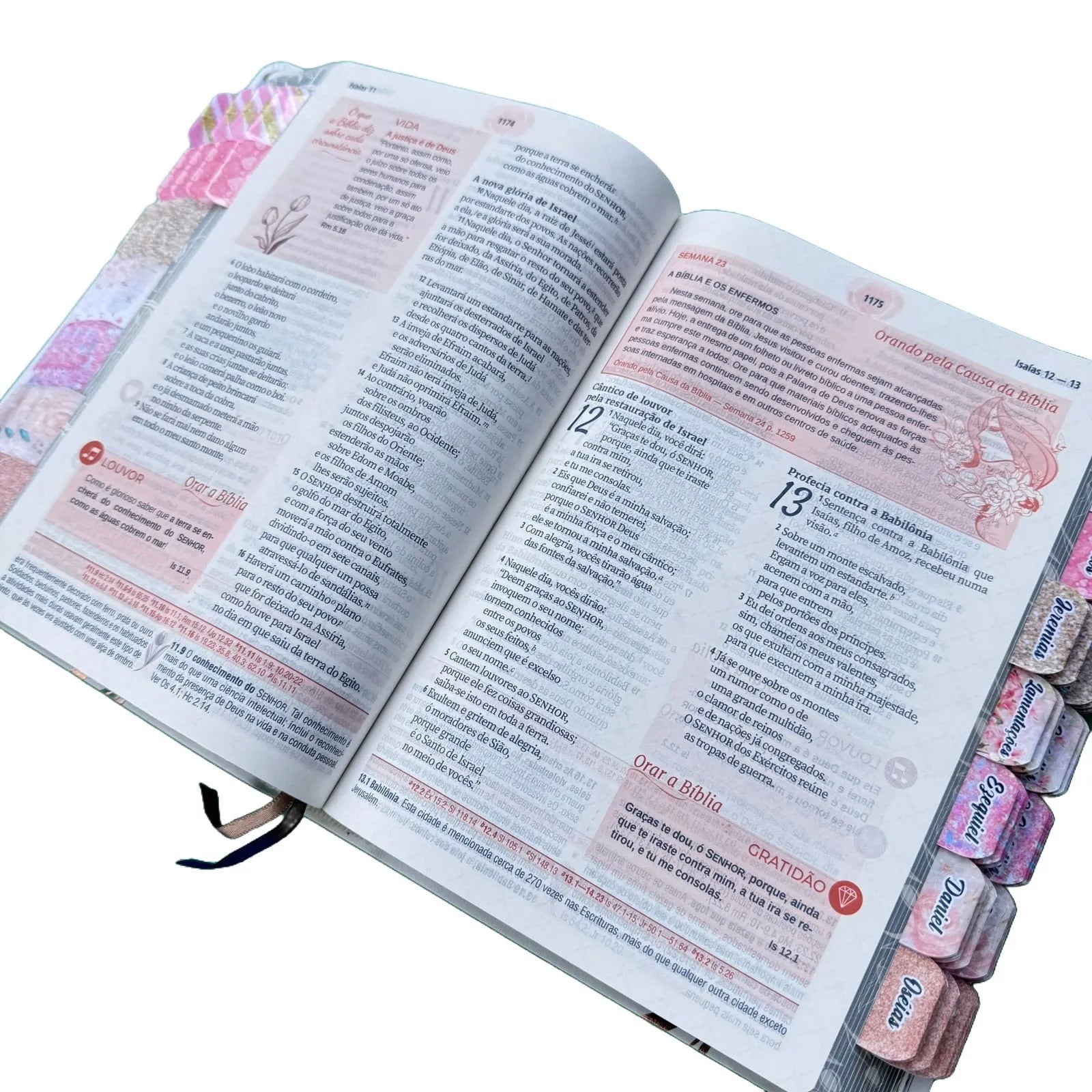 Bíblia Glitter Rosa 100% Mulher Sábia de Estudos Escolhida por Deus Full Color e Indice