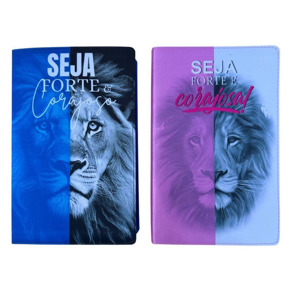 Kit Casal Cristão Fortes e Corajosos Azul e rosa