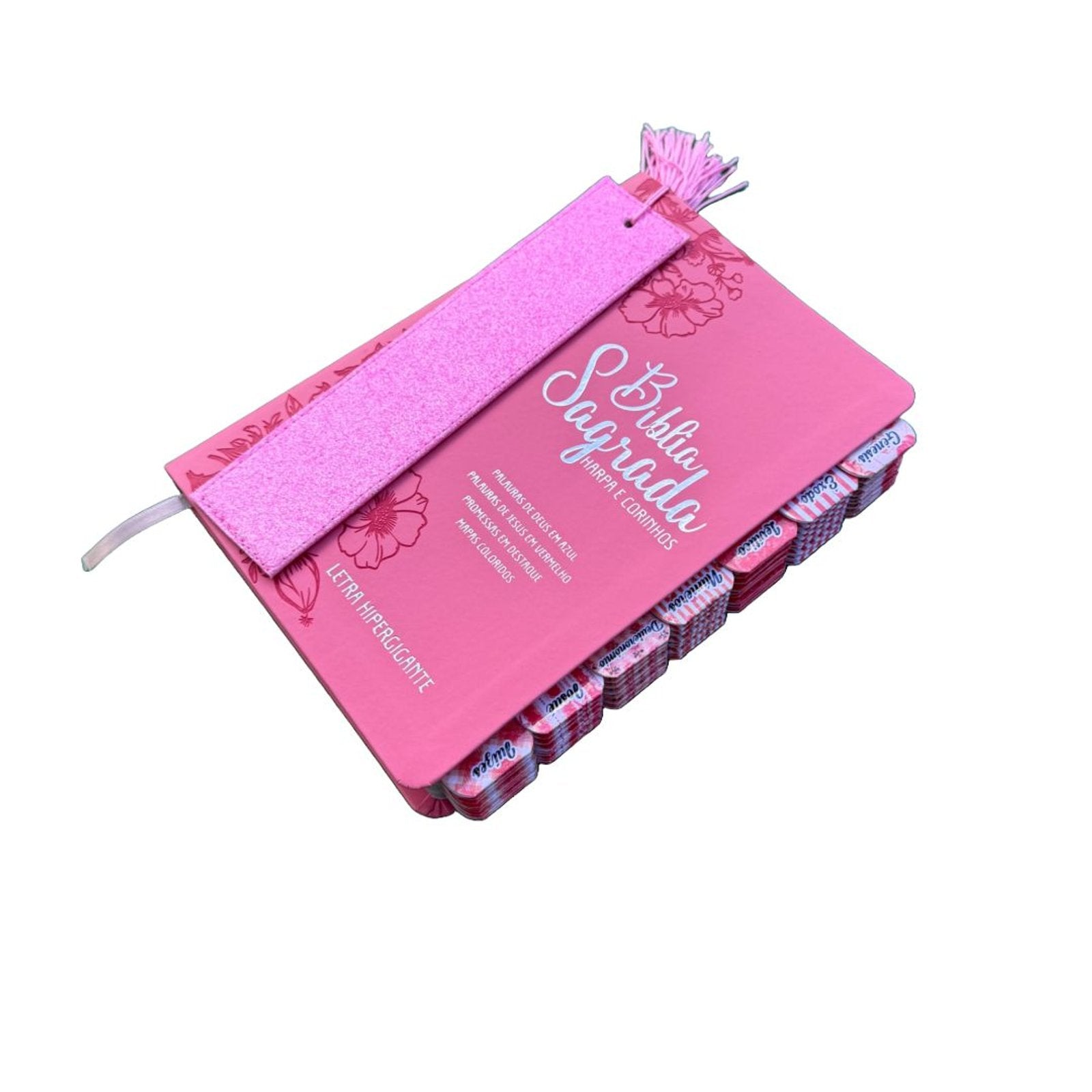 Bíblia Sagrada Rosa – Capa Luxo | Letra Hiper Gigante | Full Color com Abas Adesivas ARC | CPP