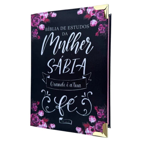 Bíblia da Mulher Sábia de Estudos Preta Fé com Harpa ARC
