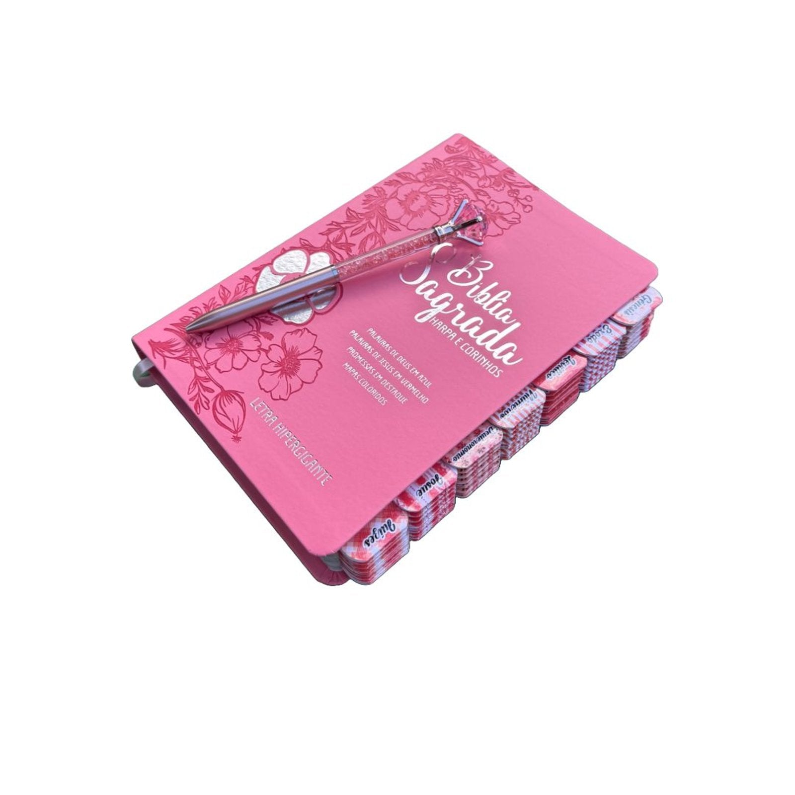 Bíblia Sagrada Rosa – Capa Luxo | Letra Hiper Gigante | Full Color com Abas Adesivas ARC | CPP