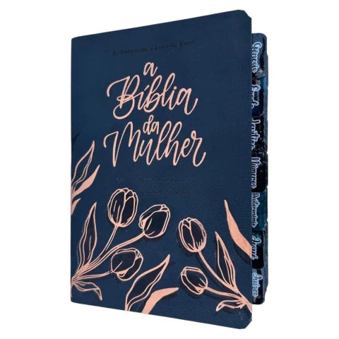 Biblia da Mulher de estudos Grande Preta aston com abas adesivas coladas NAA capa luxo SBB