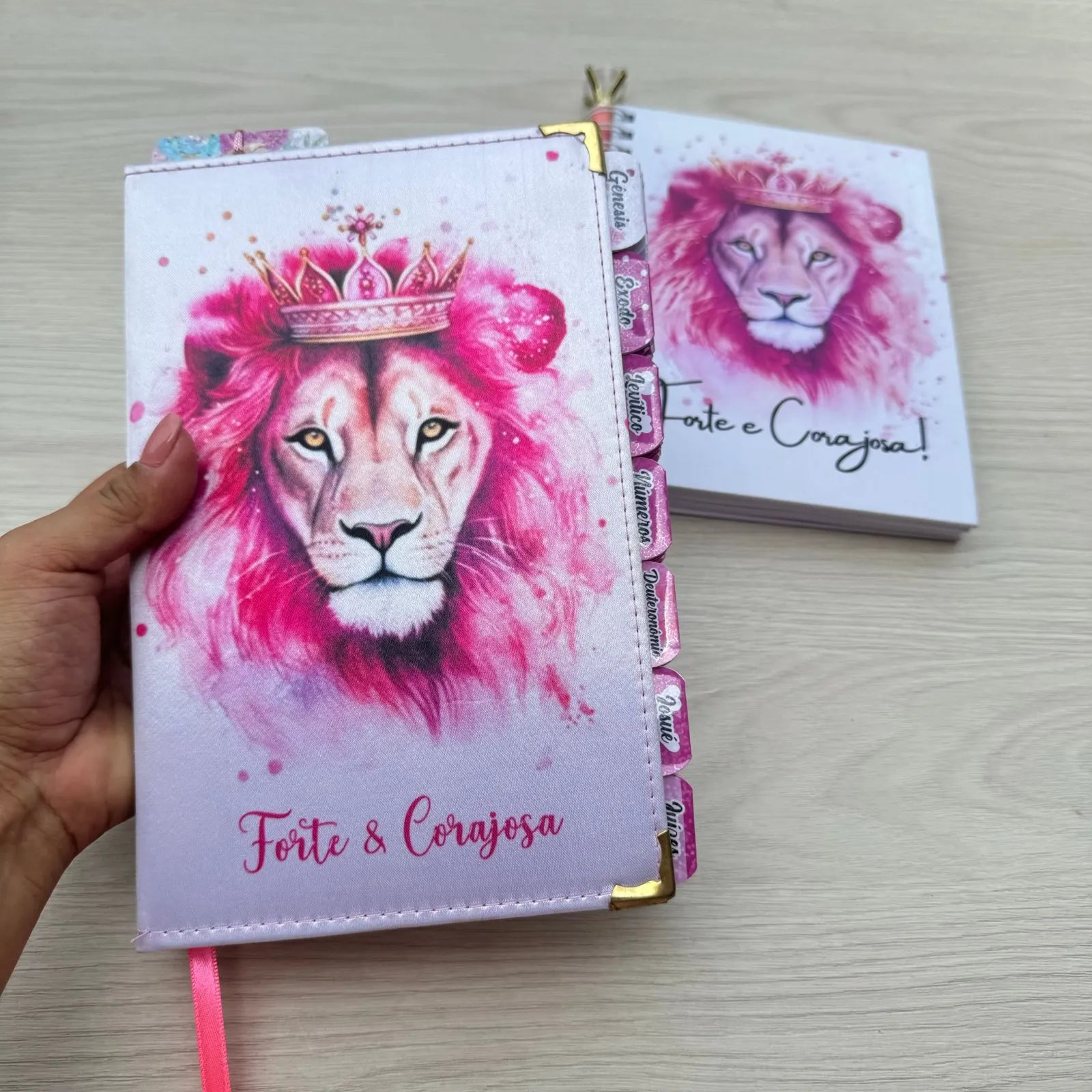 Kit Leão Seja Forte Nvi abas Adesivas Colocadas